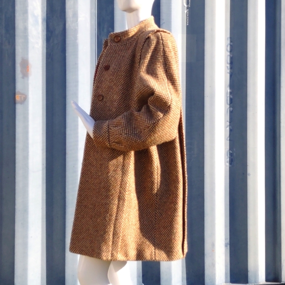 Gallery Vintage Ladies Pleated Pure Wool Coat - Picture 4 of 17